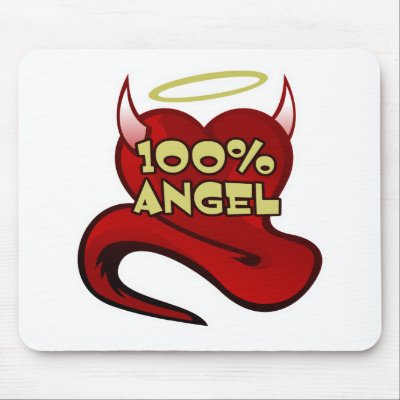 100% Angel Devil Heart Mousemat by doonidesigns