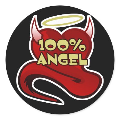100% Angel Devil Heart Sticker by doonidesigns