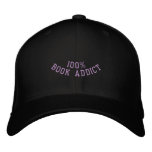 100% BOOK ADDICT EMBROIDERED BASEBALL CAP