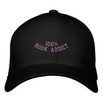 100% BOOK ADDICT EMBROIDERED BASEBALL CAP