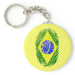 100% Brazilian DNA fingerprint Brasil pride gifts Keychain