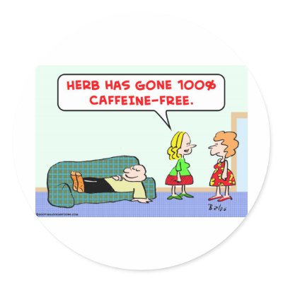 100% caffeine free round sticker by rexfmay