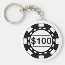 $100 Casino Chip Black Keychain