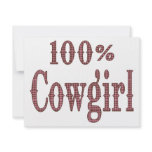 100% Cowgirl - (pink & brown plaid lettering) Invites