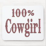 100% Cowgirl - (pink & brown plaid lettering) Mousepad
