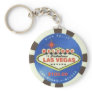 $100 Dollar Poker Chip Blue Las Vegas Keychain