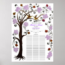 100 guests Quaker Wedding - Lilac Tree of Life Posters