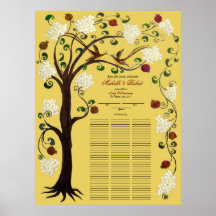 100 guests Quaker Wedding - White Tree of Life Posters