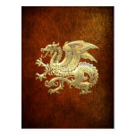 [100] Icelandic Dragon, Landvættir [Gold] Postcard