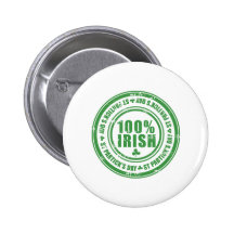 100% Irish St Patrick's Day - Ireland Stamp Beer Pinback Button