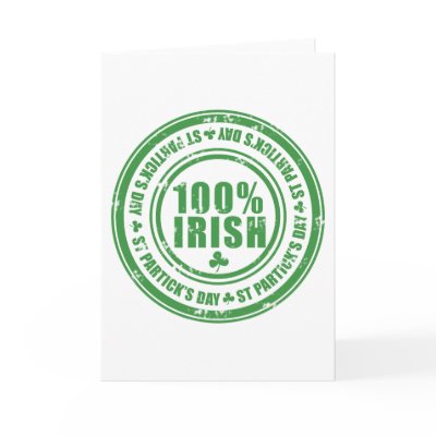 100% Irish St Patrick's Day - Ireland Stamp Beer Greeting Card by CarbonClothing