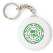 100% Irish St Patrick's Day - Ireland Stamp Beer Key Chain