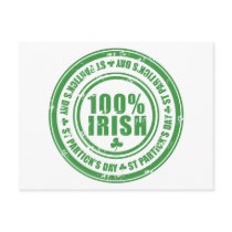 100% Irish St Patrick's Day - Ireland Stamp Beer Postcard