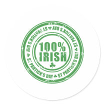 100% Irish St Patrick's Day - Ireland Stamp Beer Sticker
