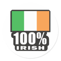 100% Irish/St. Patrick's Day Round Stickers