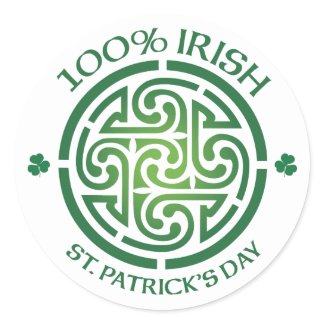 100 Percent Irish Celtic Medallion Round Sticker