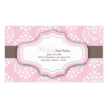 100 Pink Damask Nail Technician Business Card