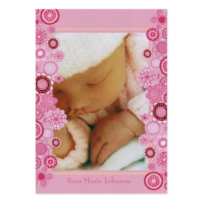 100 Pink Delight Baby Birth Announcement Cards by Pip_Gerard
