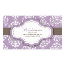 100 Purple Damask Nail Technician Business Card