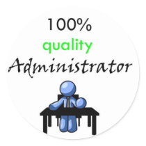 100% quality administrator round sticker