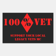 100% Vet Support Local Legacy Vets MC Sticker