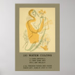 100 Water Colours Poster