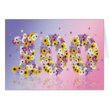 100th birthday card with flowery letters