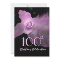 100th Birthday Party Invite PINK Butterfly Rose