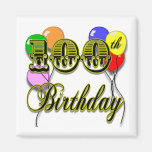 100th Birthday with Balloons Fridge Magnet