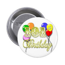 101st Birthday with Balloons Pin