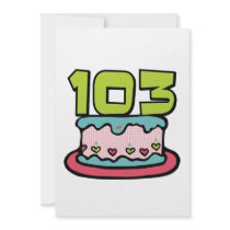 103 Year Old Birthday Cake Personalized Invitation