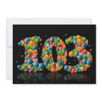 103rd Birthday party, with bubbles and balls Invitation