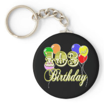 103rd Birthday with Balloons Keychains