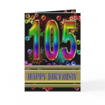 105th Birthday with rainbow bubbles and fireworks Greeting Card