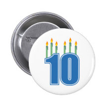 10 Birthday Candles (Blue / Green) Pins