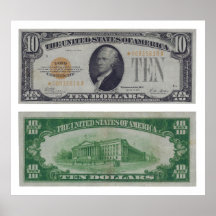 10 Dollar United States Gold Certificate Poster