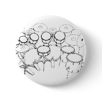 10 Piece Drum Kit: Black & White Drawing: