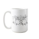 10 Piece Drum Kit: Black & White Drawing: mugs