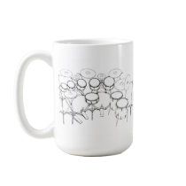 10 Piece Drum Kit: Black & White Drawing: Mugs