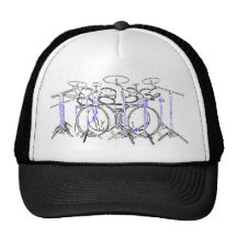 10 Piece Drum Kit: Marker Drawing: Hats