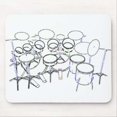 10 Piece Drum Kit: Marker Drawing: by spiritswitchboard