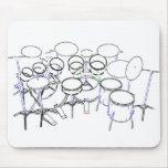 10 Piece Drum Kit: Marker Drawing: mousepads