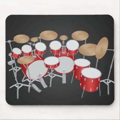 10 Piece Drum Kit: Vector Drawing: Mousepad by spiritswitchboard