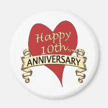 10th. Anniversary Refrigerator Magnet