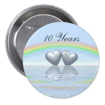 10th Anniversary Tin Hearts Button