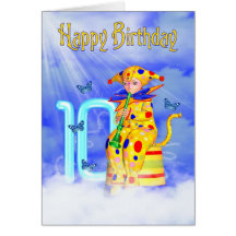 10th Birthday Card - Cute Little Pixie Clown