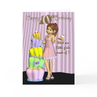 10th Birthday, Happy Birthday Card little girl wit by moonlake