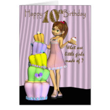 10th Birthday, Happy Birthday Card little girl wit
