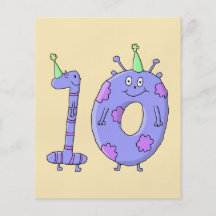 10th Birthday Party Cartoon Creatures. Flyers