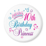 10th Birthday Princess magnets